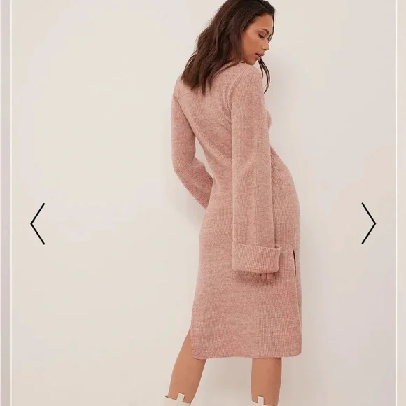 V-neck Knitted Midi Dress European brand NOT FOR SALE - Picture 3 of 9